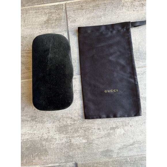 GUCCI Sunglass Eyeglass Case Black Velvet Clamshell Eyewear w/ Silk Pouch NEW - Picture 3 of 7